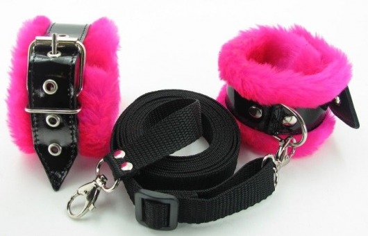 Набор для пристегивания к кровати с розовым мехом BDSM Light - БДСМ Арсенал - купить с доставкой в Томске