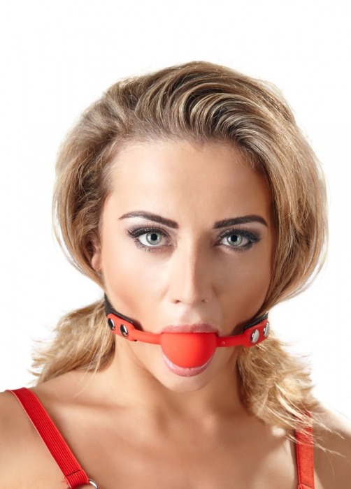 Силиконовый кляп-шар на чёрных ремешках Red Gag silicone - Orion - купить с доставкой в Томске