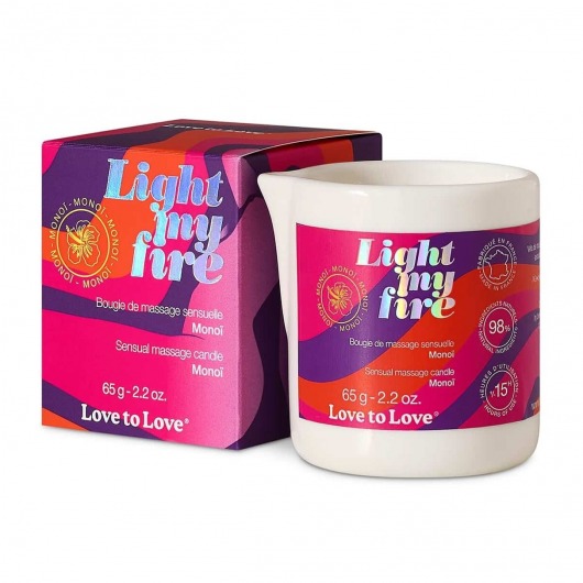 Массажная свеча Light My Fire с ароматом моной - 80 мл. - Love to Love - купить с доставкой в Томске