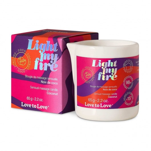 Массажная свеча Light My Fire Coconut с ароматом кокоса - 65 гр. - Love to Love - купить с доставкой в Томске