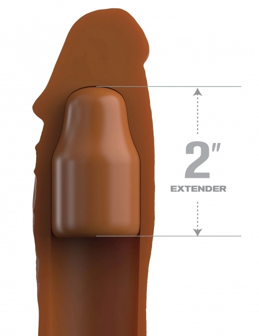 Коричневая насадка на член 2  Silicone X-tension - 20,3 см. - Pipedream - в Томске купить с доставкой