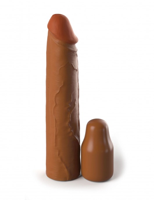Коричневая насадка на член 2  Silicone X-tension - 20,3 см. - Pipedream - в Томске купить с доставкой