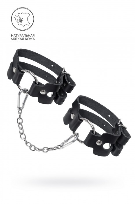 Черные кожаные оковы из двух ремешков - Pecado - купить с доставкой в Томске Черные кожаные оковы из двух ремешков - Pecado - купить с доставкой в Томске