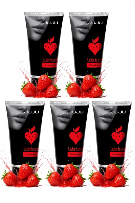Набор из 5 съедобных лубрикантов JUJU со вкусом клубники - JuJu - купить с доставкой в Томске Набор из 5 съедобных лубрикантов JUJU со вкусом клубники - JuJu - купить с доставкой в Томске