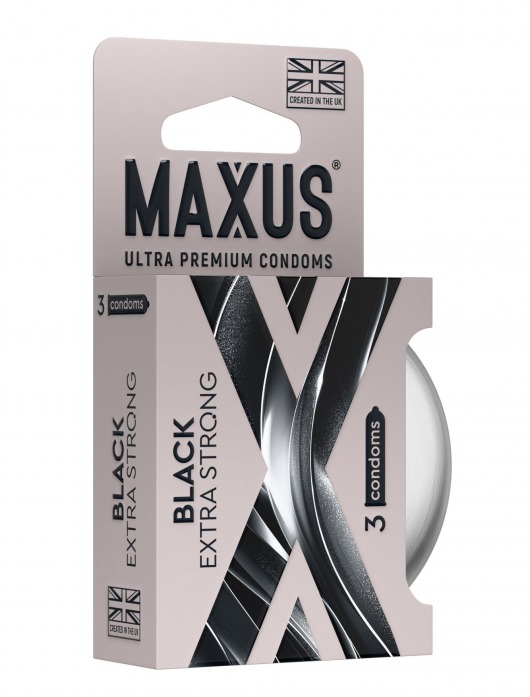 Черные утолщенные презервативы MAXUS Extra Strong с железным кейсом - 3 шт. - Maxus - купить с доставкой в Томске