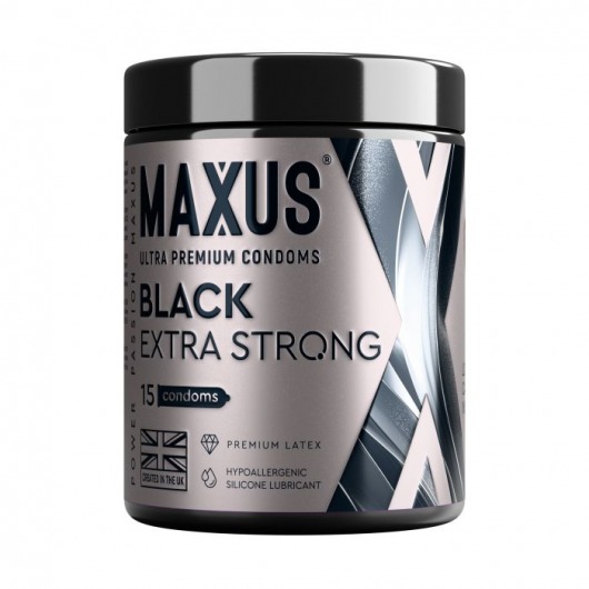 Черные утолщенные презервативы MAXUS Extra Strong с железным кейсом - 15 шт. - Maxus - купить с доставкой в Томске