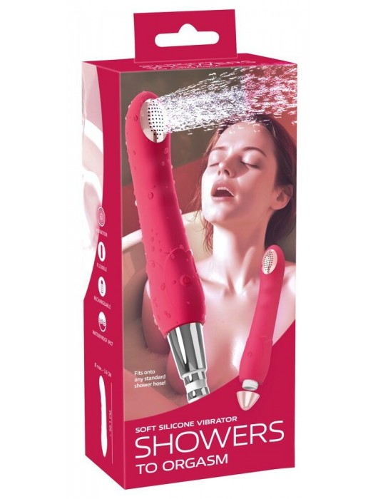 Малиновая насадка на душ с вибрацией Showers to orgasm - 20,1 см. - Orion - купить с доставкой в Томске