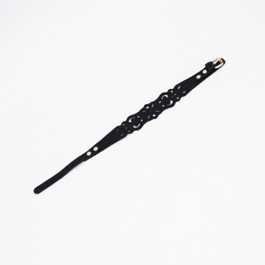 Черный ажурный чокер с золотистой фурнитурой - Crazy Handmade - купить с доставкой в Томске