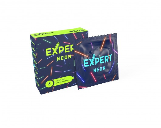 Светящиеся в темноте презервативы Expert Neon - 3 шт. - Expert - купить с доставкой в Томске