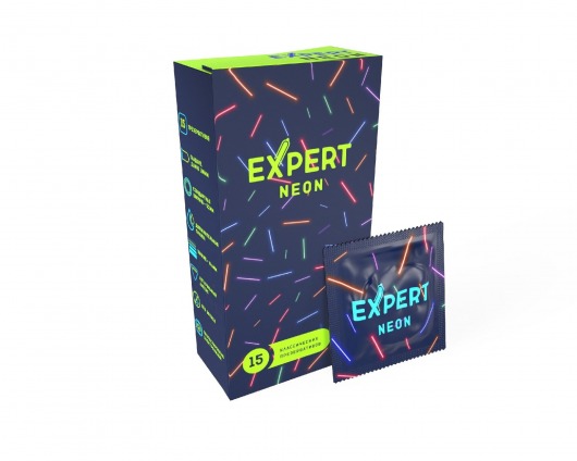 Светящиеся в темноте презервативы Expert Neon - 15 шт. - Expert - купить с доставкой в Томске