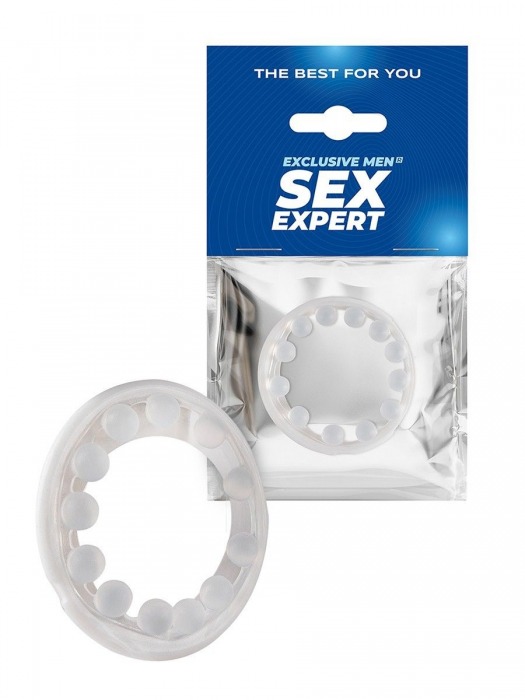 Эрекционное кольцо со стимулирующими шариками на поверхности - Sex Expert - в Томске купить с доставкой Эрекционное кольцо со стимулирующими шариками на поверхности - Sex Expert - в Томске купить с доставкой