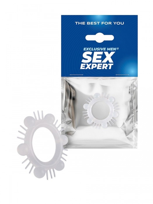 Эластичное эрекционное кольцо с шипиками и шариками - Sex Expert - в Томске купить с доставкой Эластичное эрекционное кольцо с шипиками и шариками - Sex Expert - в Томске купить с доставкой