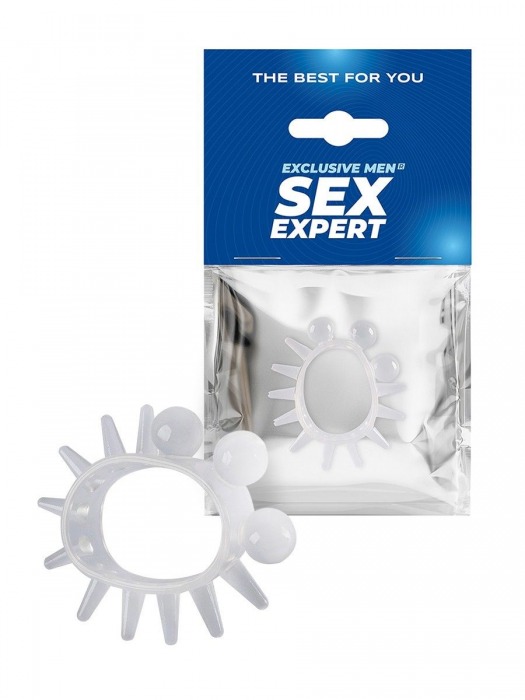 Эластичное эрекционное кольцо с шариками и лучами - Sex Expert - в Томске купить с доставкой