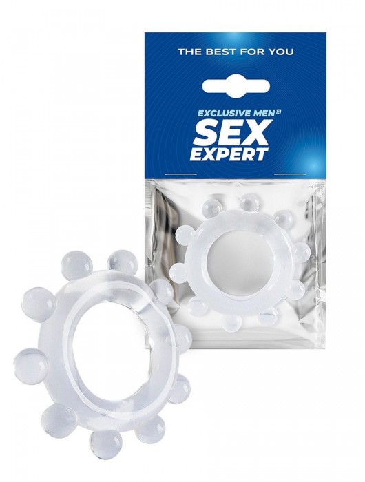 Прозрачное эрекционное кольцо со стимулирующими шариками - Sex Expert - в Томске купить с доставкой