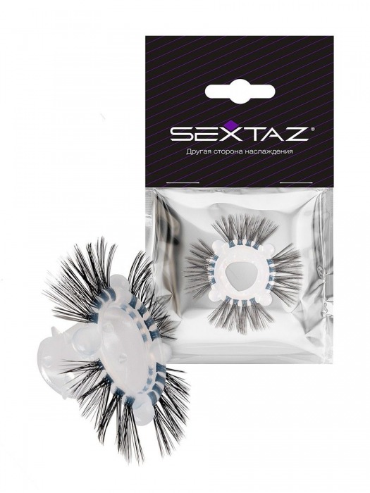 Эластичное эрекционное кольцо с черными «ресничками» - Sextaz - в Томске купить с доставкой
