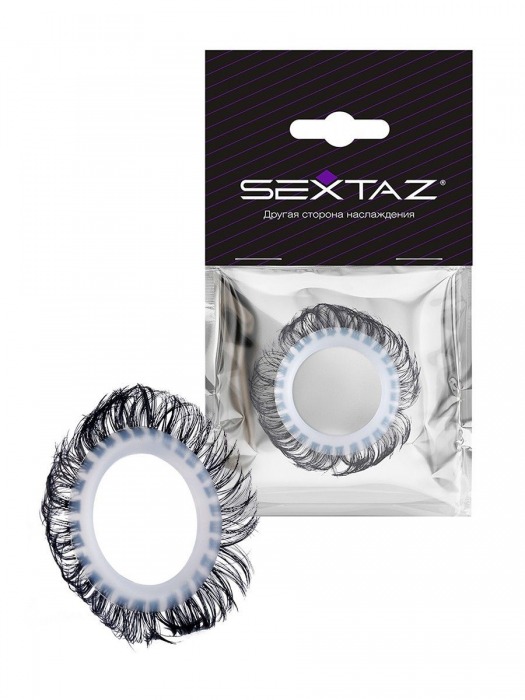 Эластичное эрекционное колечко с черными «ресничками» - Sextaz - в Томске купить с доставкой