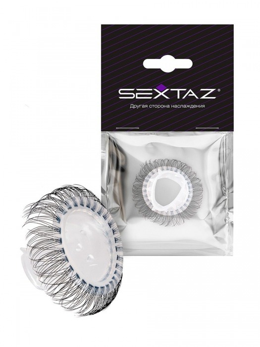 Эластичное эрекционное кольцо с длинными черными «ресничками» - Sextaz - в Томске купить с доставкой