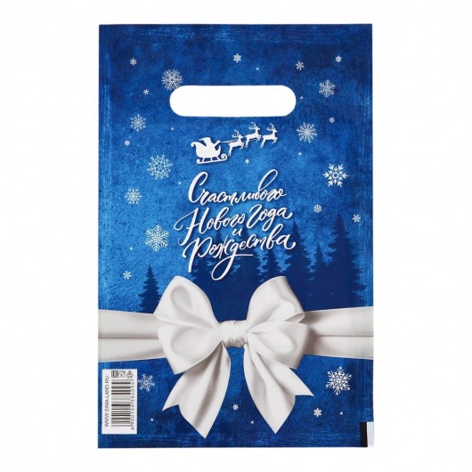 Сине-белый подарочный новогодний пакет с вырубной ручкой (20х30 см) - Сима-Ленд - купить с доставкой в Томске