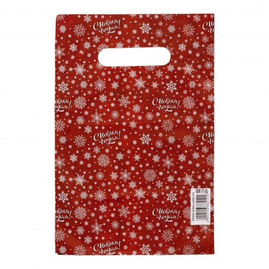 Красный подарочный новогодний пакет с вырубной ручкой (20х30 см) - Сима-Ленд - купить с доставкой в Томске