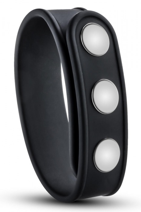 Черное эрекционное кольцо на кнопках - Blush Novelties - в Томске купить с доставкой