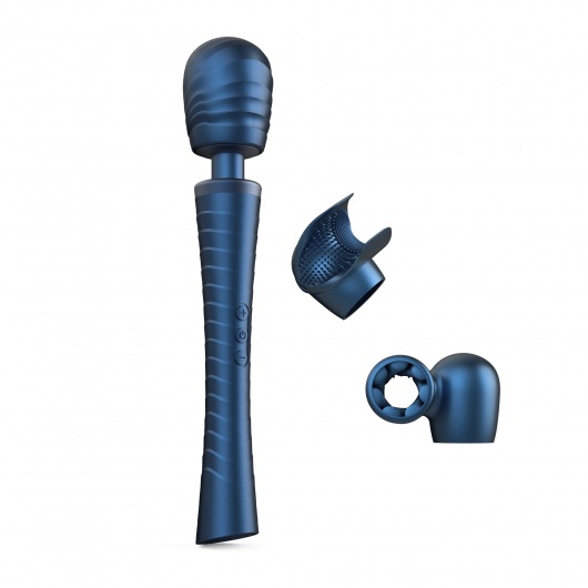 Синий вибромассажёр с насадками Man.wand Edgy - Manwan - в Томске купить с доставкой