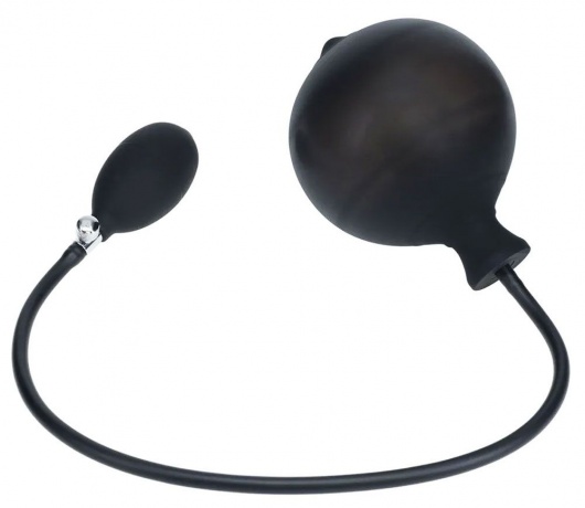 Черная анальная втулка с функцией расширения Ribbed Inflatable Silicone Anal Plug - Shots Media BV