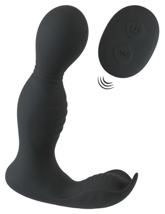 Черная анальная пробка с вибрацией, вращением и пультом ДУ RC Butt Plug with 2 Functions - Orion - в Томске купить с доставкой