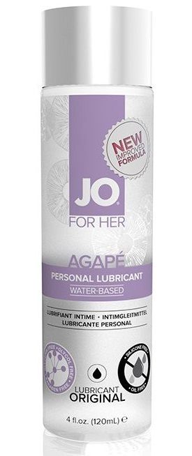 Женский лубрикант на водной основе JO AGAPE LUBRICANT ORIGINAL - 120 мл. - System JO - купить с доставкой в Томске