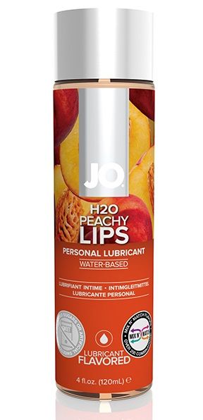 Лубрикант на водной основе с ароматом персика JO Flavored Peachy Lips - 120 мл. - System JO - купить с доставкой в Томске