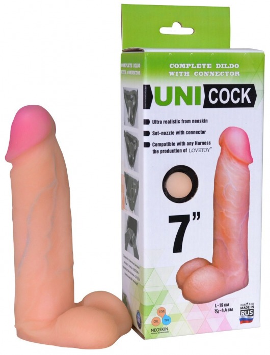 Фаллическая насадка Харнесс UNICOCK 7  - 19 см. - LOVETOY (А-Полимер) - купить с доставкой в Томске