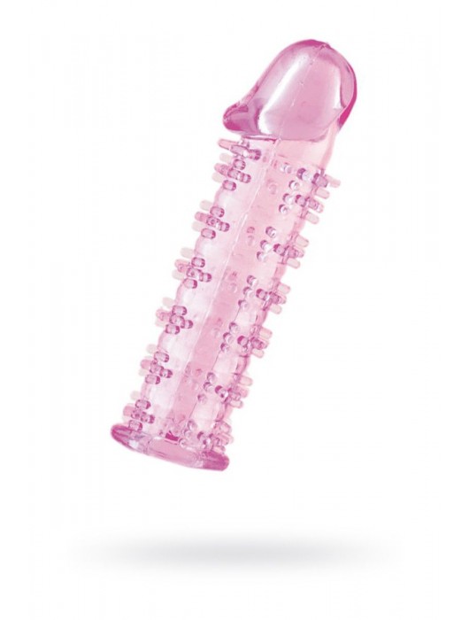 Гелевая розовая насадка на фаллос с шипами - 12 см. - Toyfa Basic - в Томске купить с доставкой