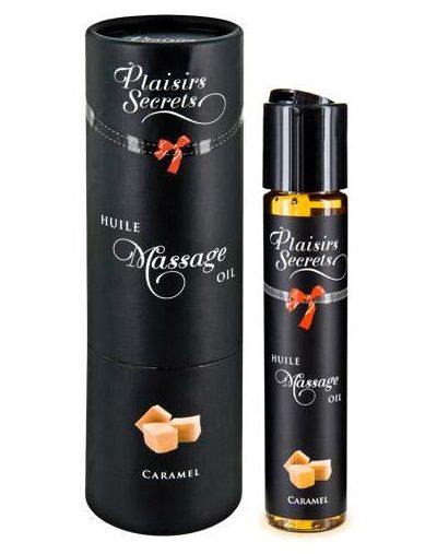 Массажное масло с ароматом карамели Huile de Massage Gourmande Caramel - 59 мл. - Plaisir Secret - купить с доставкой в Томске