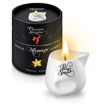 Массажная свеча с ароматом ванили Bougie Massage Gourmande Vanille - 80 мл. - Plaisir Secret - купить с доставкой в Томске