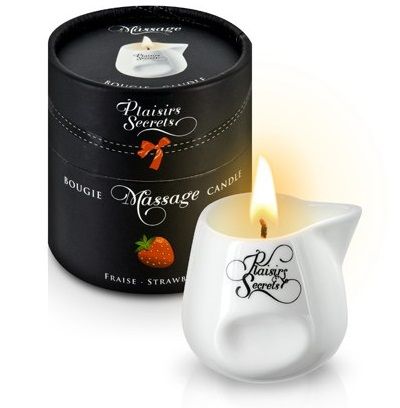 Массажная свеча с ароматом клубники Bougie de Massage Gourmande Fraise - 80 мл. - Plaisir Secret - купить с доставкой в Томске
