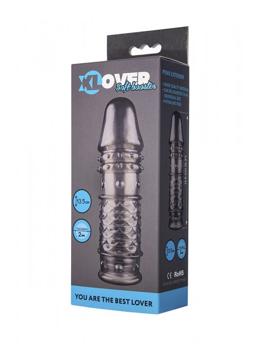 Дымчатая закрытая насадка ToyFa XLover с чешуйками и пупырышками - 13,5 см. - ToyFa - в Томске купить с доставкой