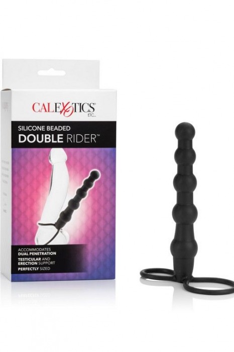 Насадка на пенис для двойного проникновения Silicone Beaded Double Rider - 14 см. - California Exotic Novelties - в Томске купить с доставкой