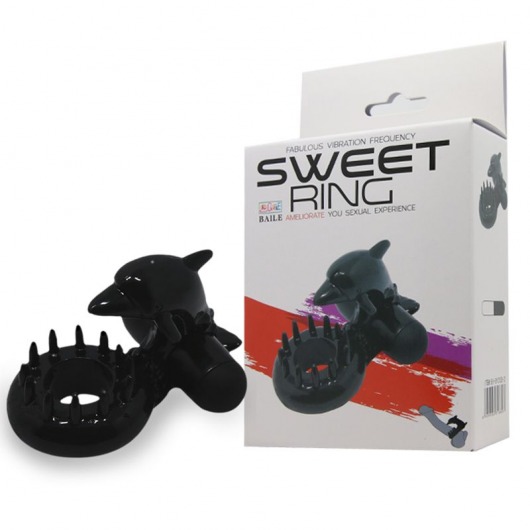 Чёрное эрекционное виброкольцо Sweet Ring с дельфинчиком - Baile - в Томске купить с доставкой