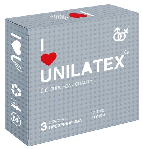 Презервативы с точками Unilatex Dotted - 3 шт. - Unilatex - купить с доставкой в Томске