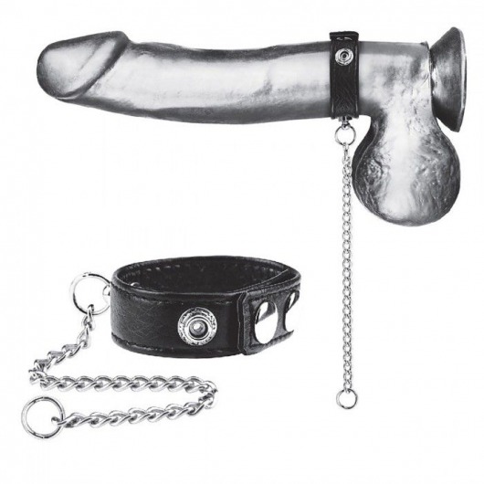 Утяжка на пенис с поводком Snap Cock Ring With 12  Leash - BlueLine - купить с доставкой в Томске