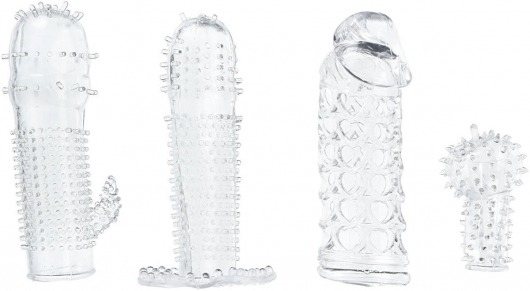 Набор из 4 насадок на член Pleasured Penis Enhancement Sleeve 4 Pack - XR Brands - в Томске купить с доставкой