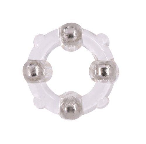 Эрекционное кольцо с 4 бусинами MENZSTUFF STUD RING CLEAR - Dream Toys - в Томске купить с доставкой