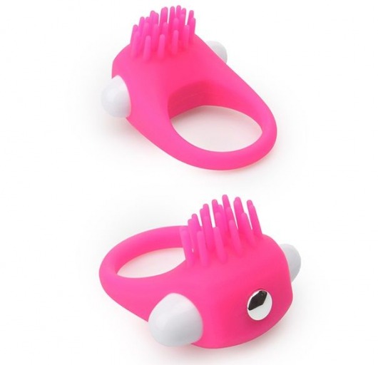 Розовое эрекционное кольцо с щеточкой LIT-UP SILICONE STIMU RING 5 - Dream Toys - в Томске купить с доставкой