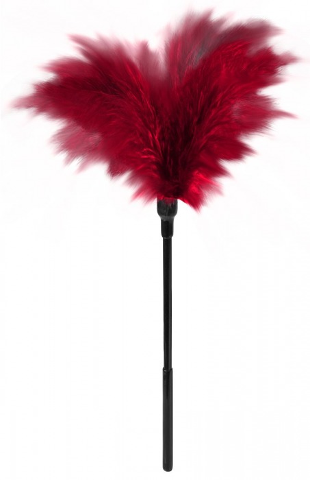 Пластиковая метелочка с красными пёрышками Small Feather Tickler - 32 см. - Blush Novelties - купить с доставкой в Томске