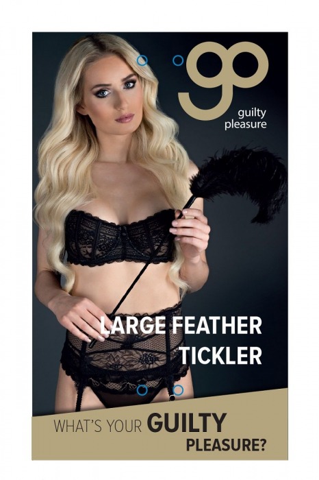 Стек с большим чёрным пером Large Feather Tickler - 65 см. - Blush Novelties - купить с доставкой в Томске