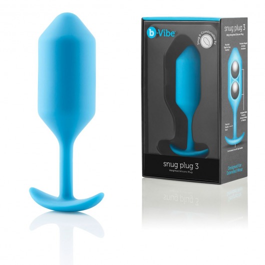 Голубая пробка для ношения B-vibe Snug Plug 3 - 12,7 см. - b-Vibe