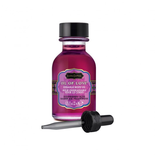 Масло для ласк с ароматом малины Oil of Love Raspberry Kiss - 22 мл. - Kama Sutra - купить с доставкой в Томске