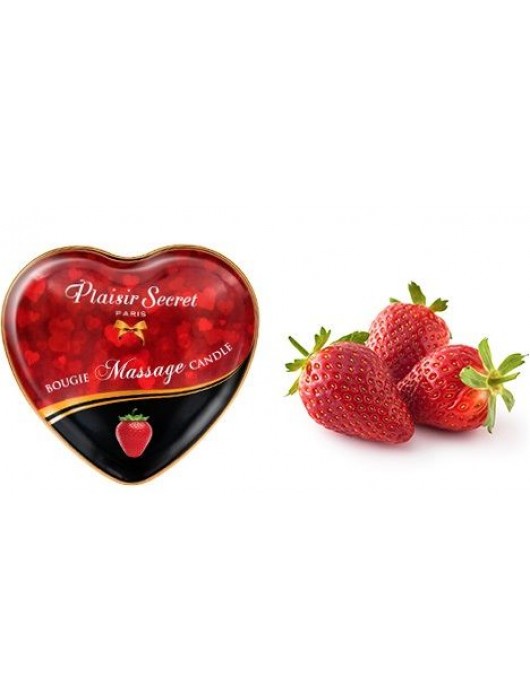 Массажная свеча с ароматом клубники Bougie Massage Candle - 35 мл. - Plaisir Secret - купить с доставкой в Томске