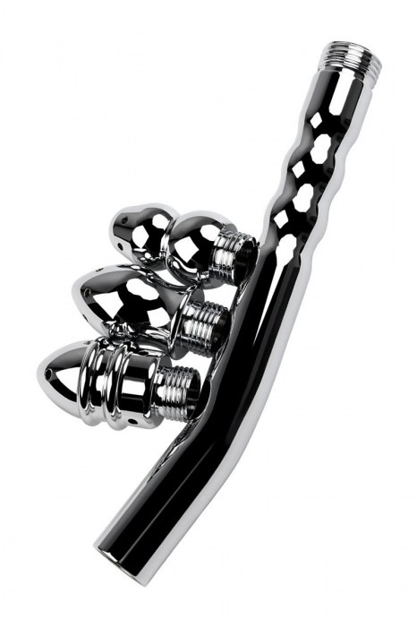 Металлический анальный душ с тремя насадками - ToyFa - купить с доставкой в Томске