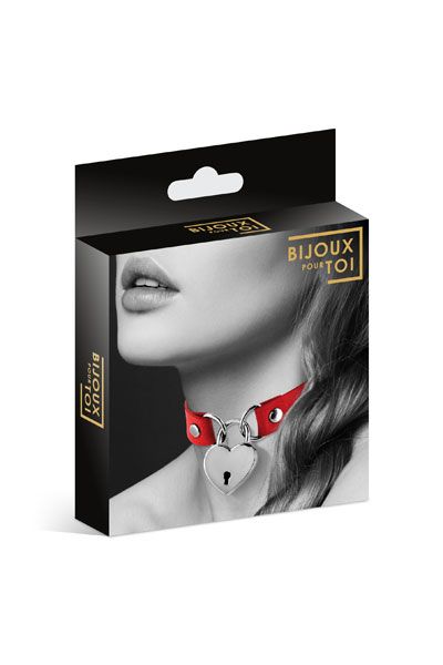 Красный чокер с замком в форме сердца - Bijoux Pour Toi - купить с доставкой в Томске