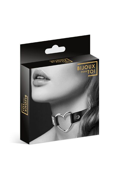 Чёрный чокер с кольцом в форме сердца - Bijoux Pour Toi - купить с доставкой в Томске
